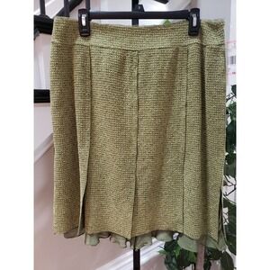 Anne Klein Women's Green Polyester Casual Back Zipper Knee Length Skirts Size 10
